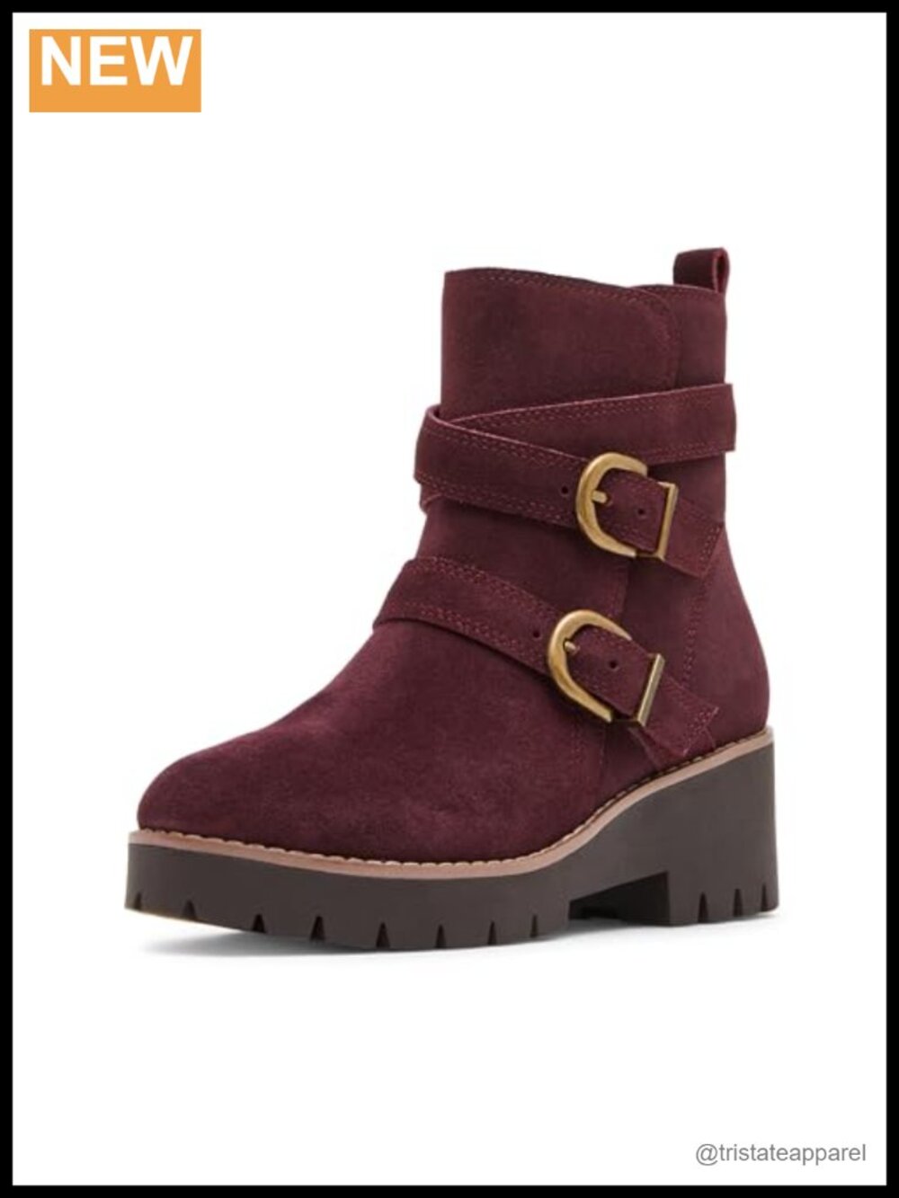 Waterproof Suede Ankle Boots with Buckle